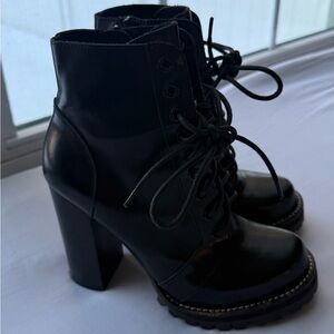Jeffrey Campbell Legion lace-up high heel lug sole ankle boots
